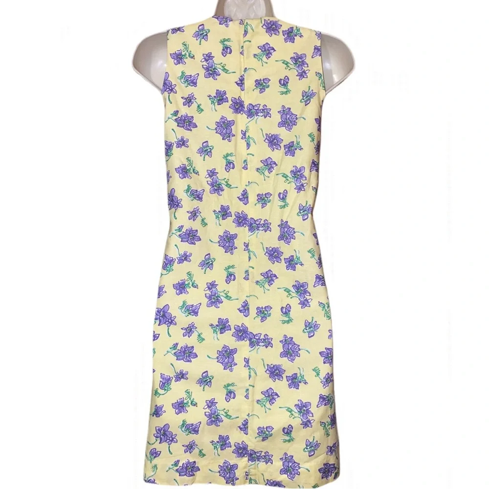VINTAGE LILLY PULITZER PASTEL FLORAL COTTON LINEN MINI GOWN BABYDOLL SHIFT DRESS - Picture 2 of 7